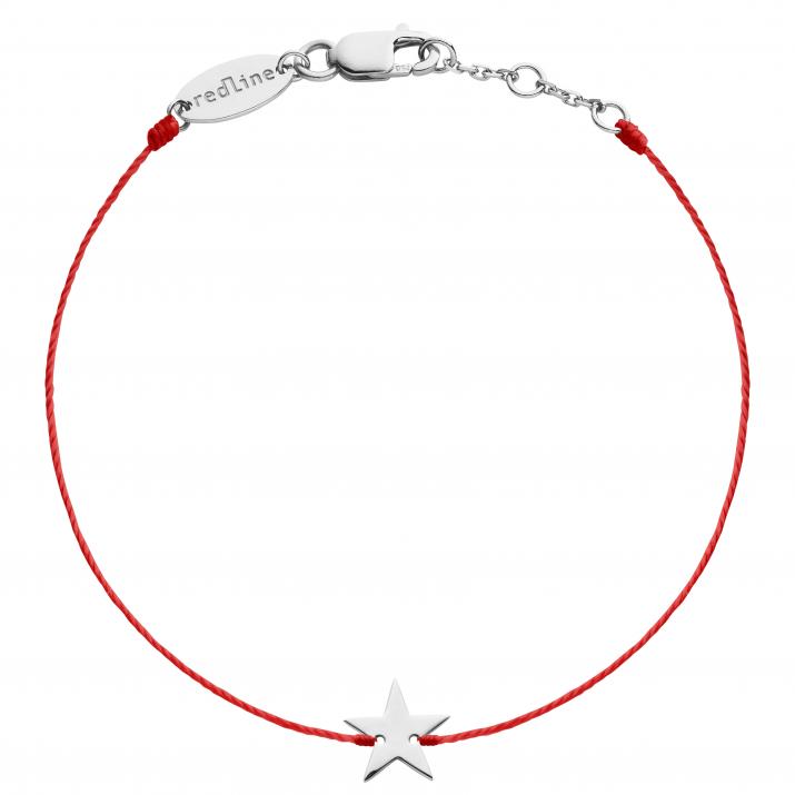 String Bracelet For Women with Star in White Gold  - Redline