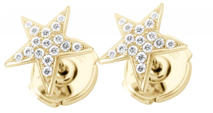 Earrings with 0.116ct Star Diamond in Yellow Gold Bezel Setting - Redline