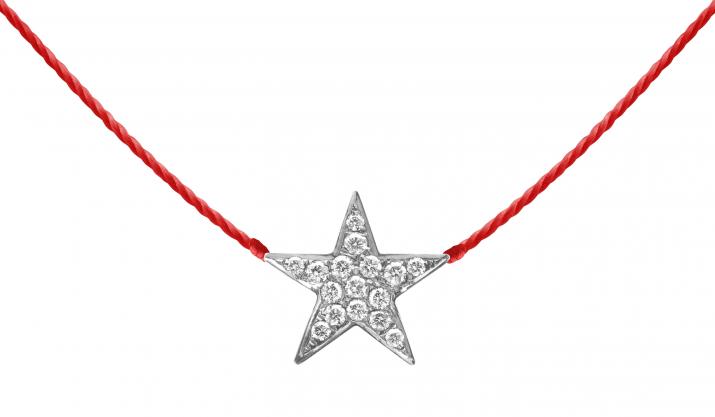 String Necklace Stella Pavé White Gold RedLine Jewelry - Redline