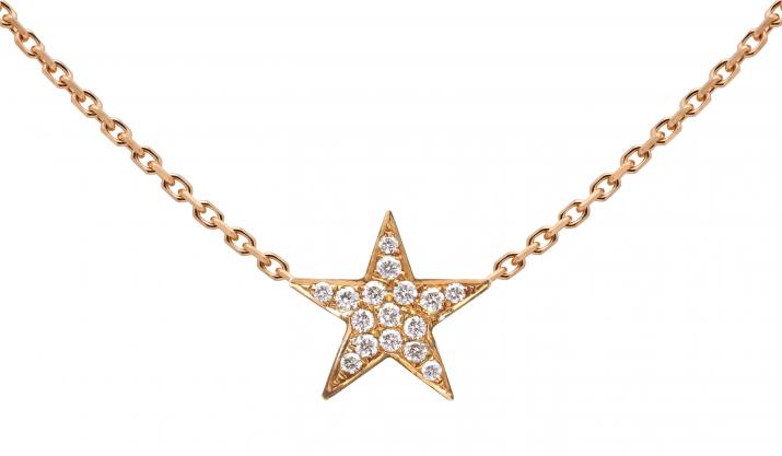Chain Necklace For Women with 0.058ct Star Diamond in Rose Gold Pavé Setting - Redline