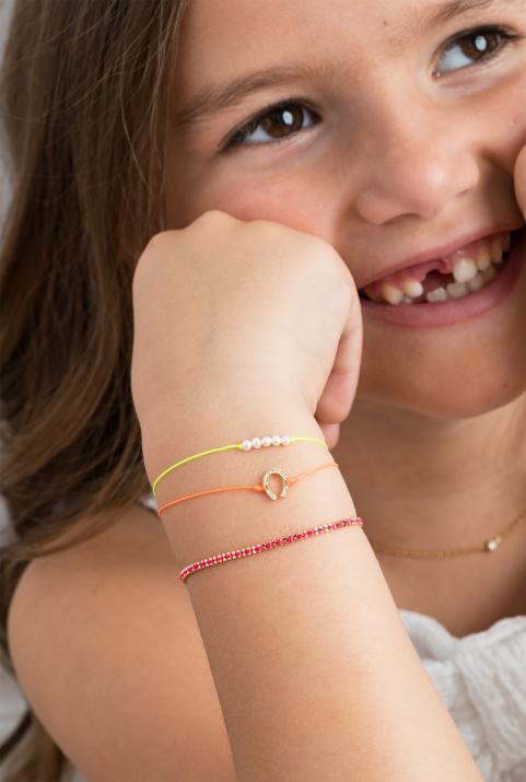 String Bracelet For Women with 0.04ct Round Diamond in Yellow Gold Pavé Setting - Redline - 0++