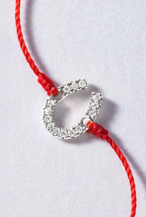 String Bracelet For Women with 0.04ct Round Diamond in White Gold Pavé Setting - Redline - 0++