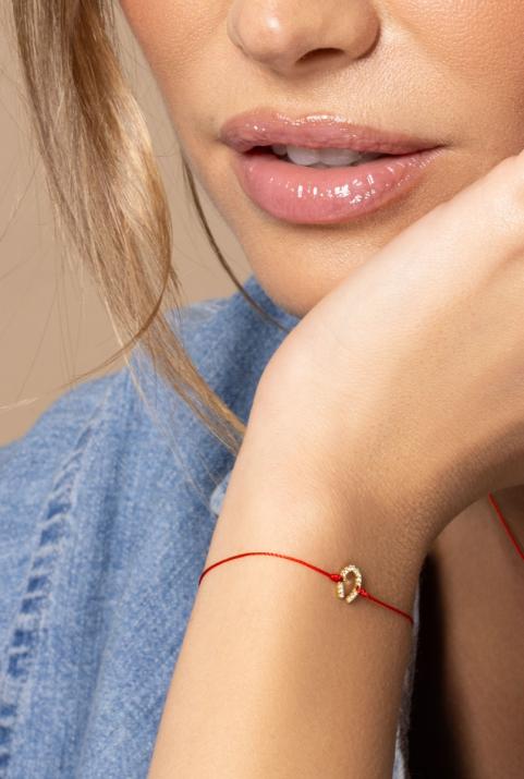 String Bracelet For Women with 0.04ct Round Diamond in Yellow Gold Pavé Setting - Redline - 0++