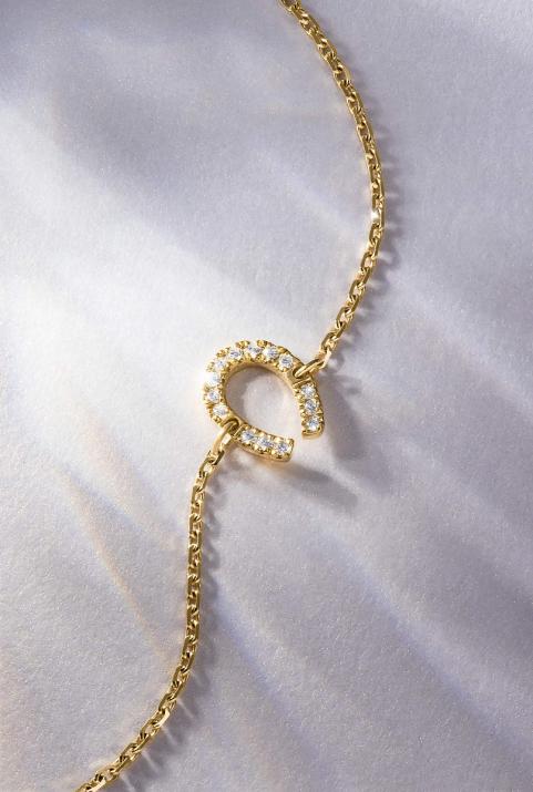 Chain Bracelet For Women with 0.04ct Round Diamond in Yellow Gold Pavé Setting - Redline - 0++