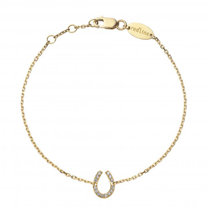 Chain Bracelet For Children with 0.04ct Round Diamond in Yellow Gold Pavé Setting - Redline