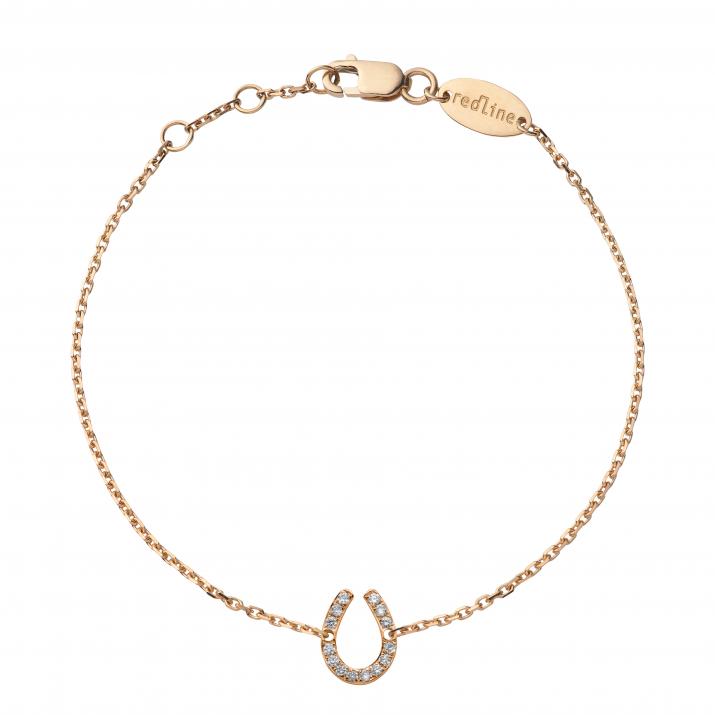 Chain Bracelet For Women with 0.04ct Round Diamond in Rose Gold Pavé Setting - Redline