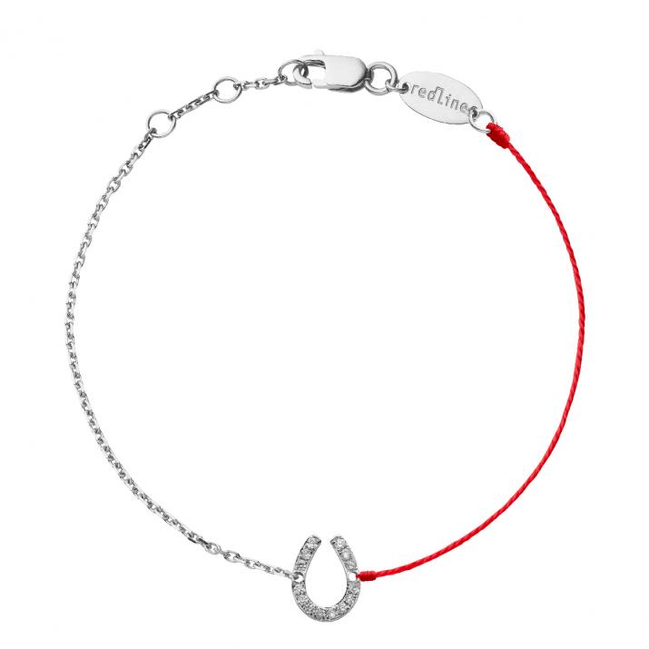 Fer A Cheval Pavé Half-thread Half-chain Bracelet White Gold - Redline