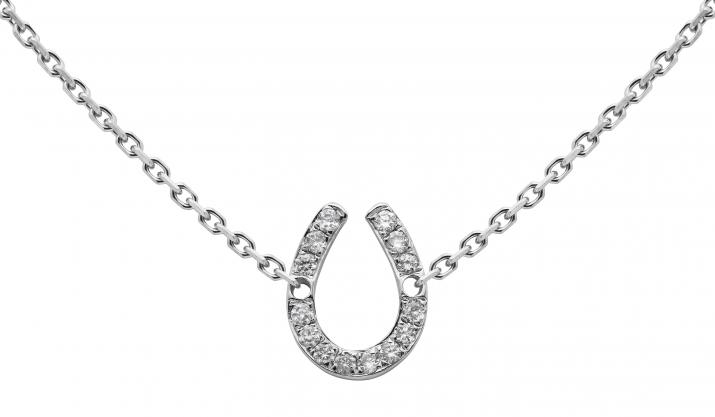 Chain Necklace For Women with 0.04ct Round Diamond in White Gold Pavé Setting - Redline