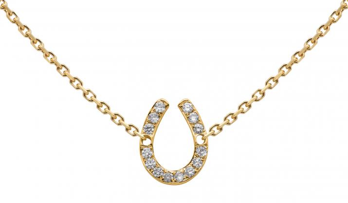 Chain Necklace For Women with 0.04ct Round Diamond in Yellow Gold Pavé Setting - Redline