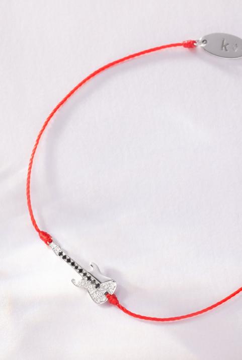 String Bracelet For Women with 0.045ct Round Diamond in White Gold Pavé Setting - Redline - 0++