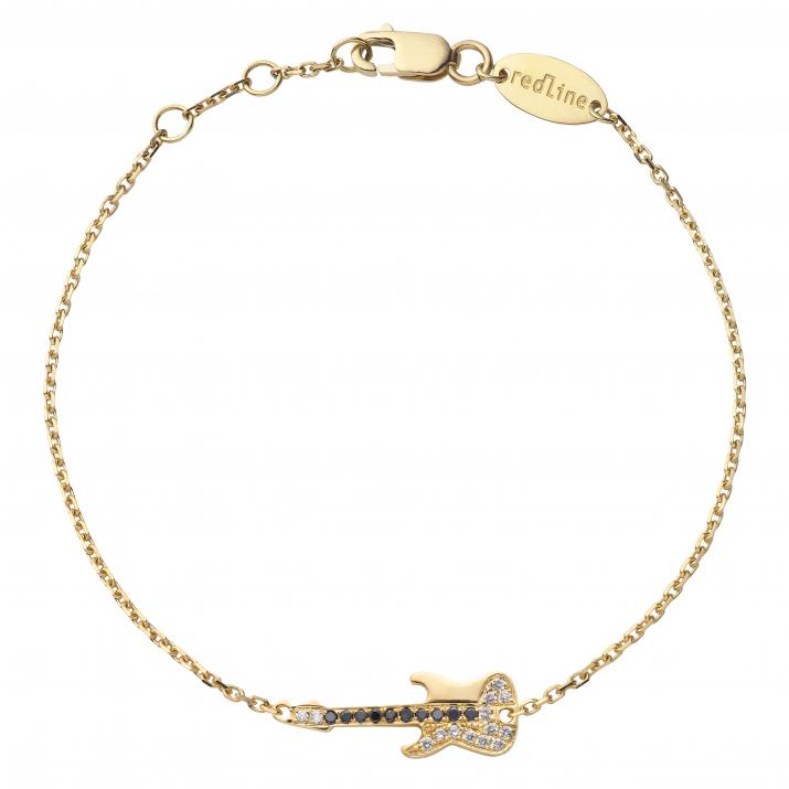 Chain Bracelet For Women with 0.045ct Round Diamond in Yellow Gold Pavé Setting - Redline