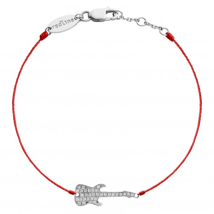 String Bracelet For Women with 0.064ct Round Diamond in White Gold Pavé Setting - Redline