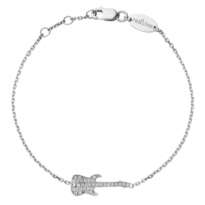 Chain Bracelet For Women with 0.064ct Round Diamond in White Gold Pavé Setting - Redline