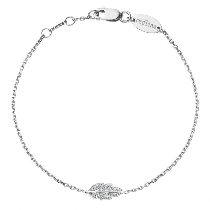 Chain Bracelet For Women with 0.035ct Leaf Diamond in White Gold Pavé Setting - Redline