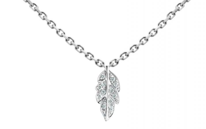 Chain Necklace For Women with 0.035ct Round Diamond in White Gold Pavé Setting - Redline - 0++