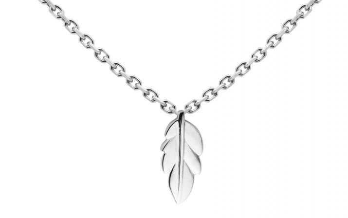 Chain Necklace For Women with Leaf in White Gold - Redline - 0++