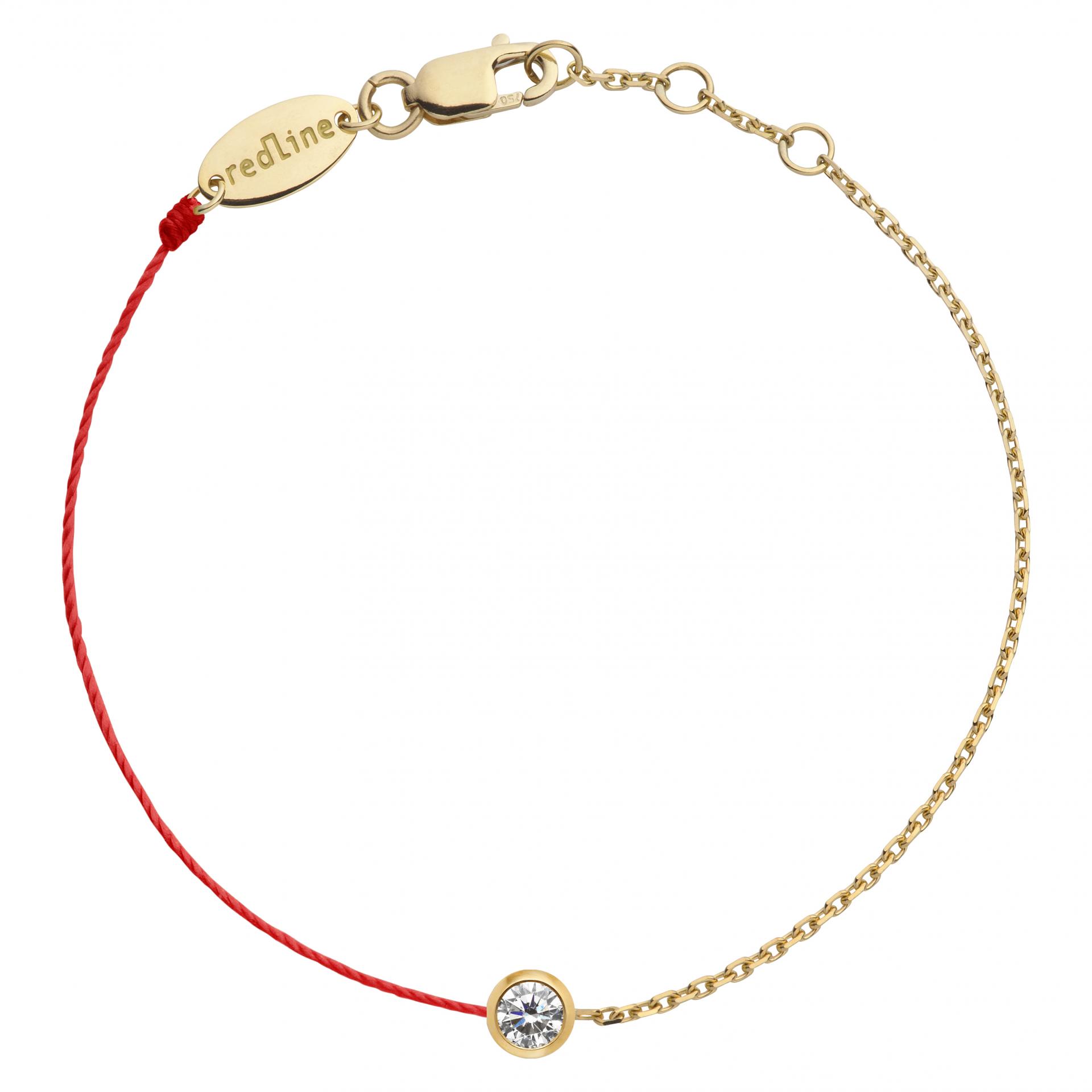 Redline Jewerly - Pure - String-Chain Bracelet For Women with 0.10ct Round  Diamond in Yellow Gold Bezel Setting - Redline