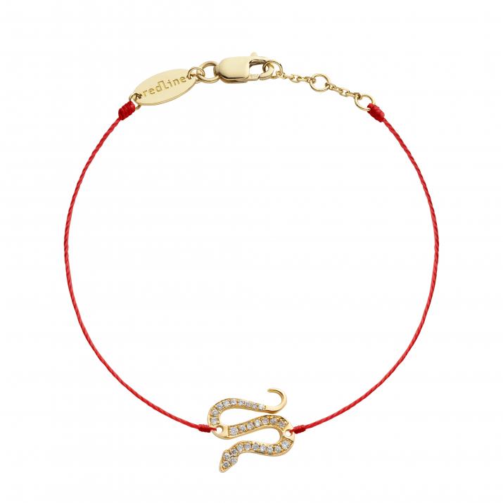 String Bracelet For Women with 0.09ct Round Diamond in Yellow Gold Pavé Setting - Redline - 0++