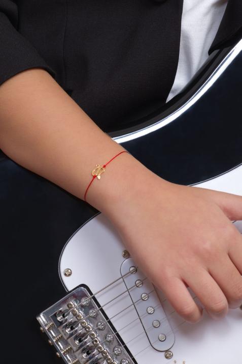 String Bracelet For Women with 0.01ct Round Diamond in Yellow Gold Pavé Setting - Redline - 0++