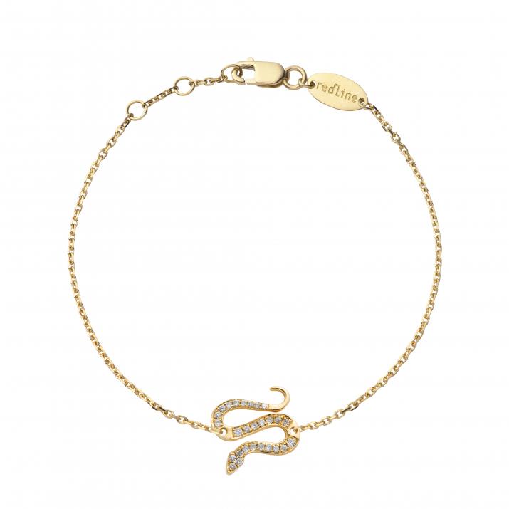 Chain Bracelet For Women with 0.09ct Round Diamond in Yellow Gold Pavé Setting - Redline - 0++