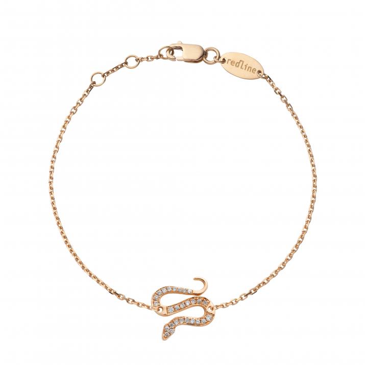 Chain Bracelet For Women with 0.09ct Round Diamond in Rose Gold Pavé Setting - Redline - 0++
