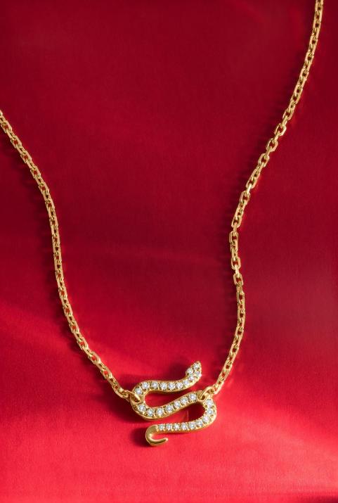 Chain Necklace For Women with 0.09ct Round Diamond in Yellow Gold Pavé Setting - Redline - 0++