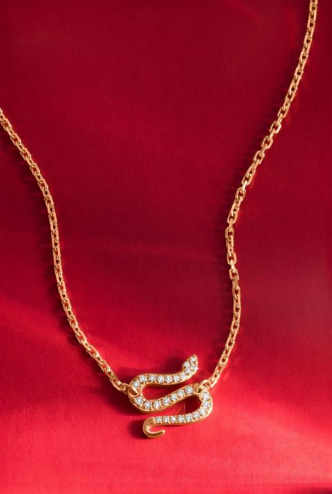Chain Necklace For Women with 0.09ct Round Diamond in Rose Gold Pavé Setting - Redline - 0++