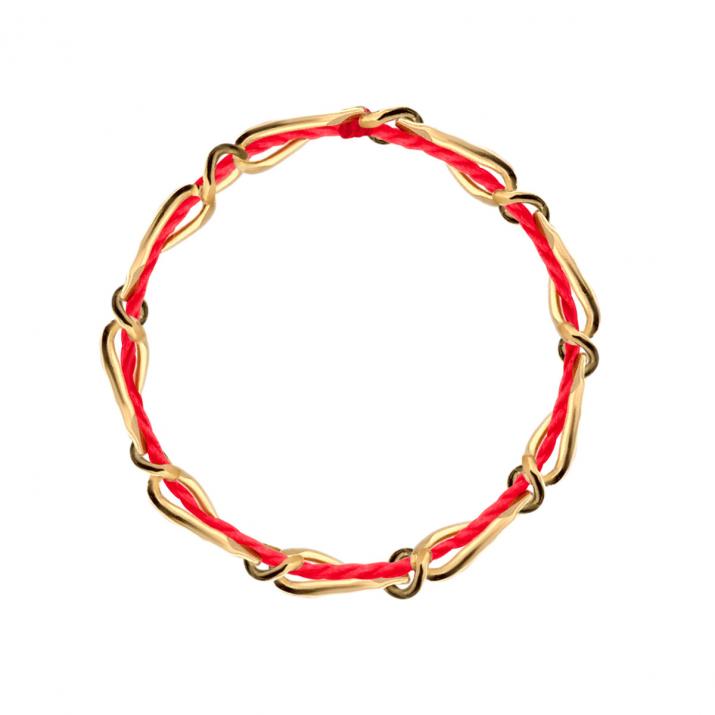 Interlaced ring in Yellow gold and thread - Redline - 0++