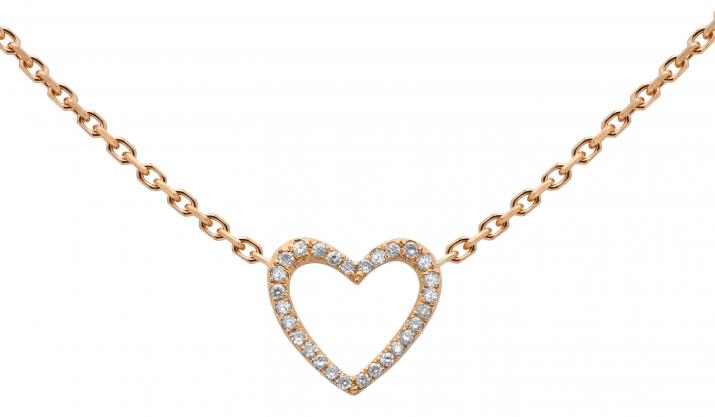 Chain Necklace Love Pavé Rose Gold RedLine Jewelry - Redline - 0++