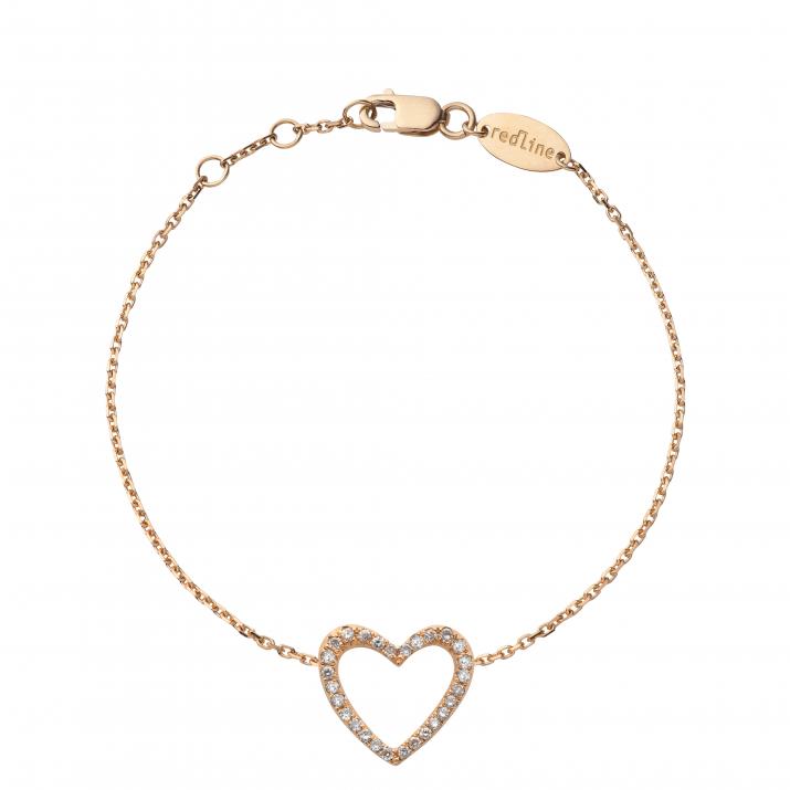 Chain Bracelet For Women with 0.05ct Round Diamond in Rose Gold Pavé Setting - Redline