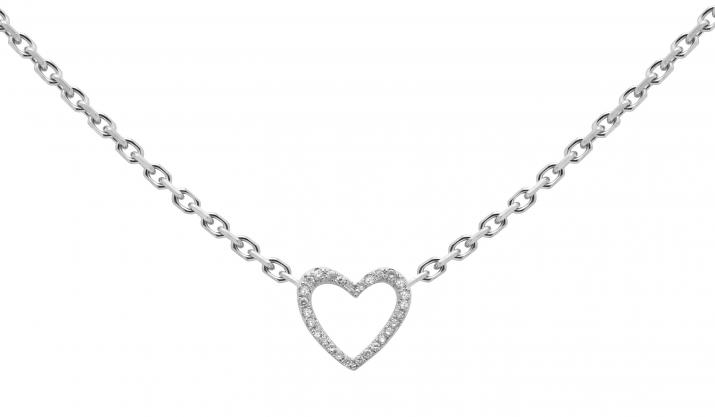 Chain Necklace For Women with 0.05ct Round Diamond in White Gold Pavé Setting - Redline