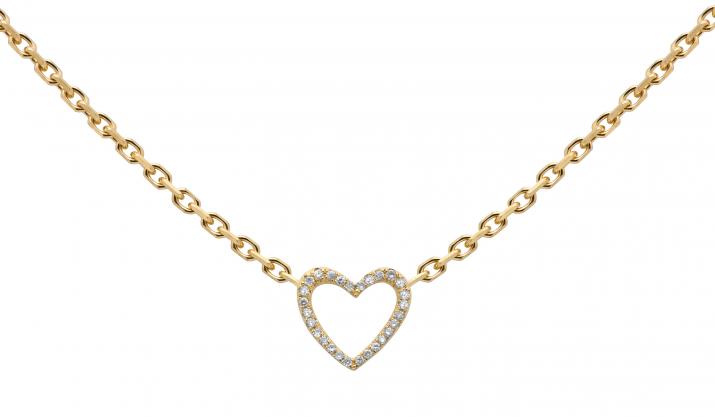 Chain Necklace For Women with 0.05ct Round Diamond in Yellow Gold Pavé Setting - Redline