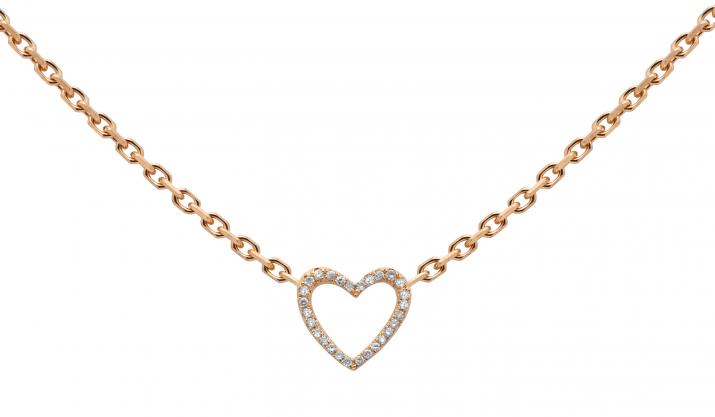 Chain Necklace For Women with 0.05ct Round Diamond in Rose Gold Pavé Setting - Redline
