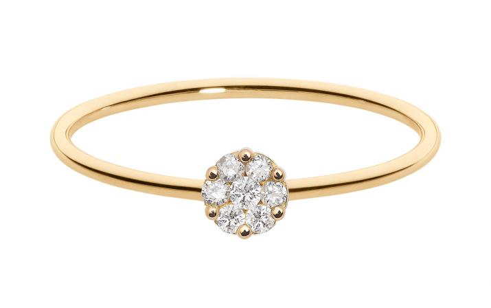 Bangle Ring with 0.05ct Round Diamond in Yellow Gold Prong Setting - Redline - 0++