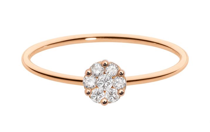 Ring with 0.20ct Round Diamond in Rose Gold Cluster Setting - Redline - 0++