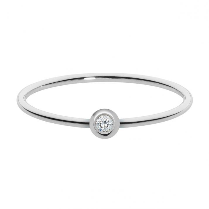 Bangle Ring with 0.05ct Round Diamond in White Gold Bezel Setting - Redline - 0++