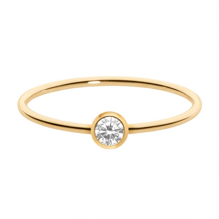 Bangle Ring with 0.10ct Round Diamond in Yellow Gold Bezel Setting - Redline - 0++