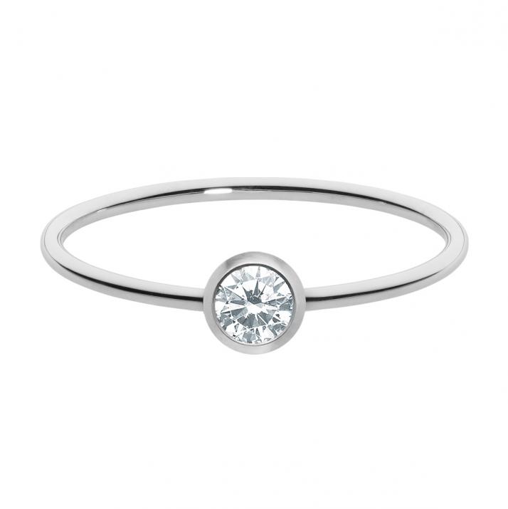 Bangle Ring with 0.20ct Round Diamond in White Gold Bezel Setting - Redline - 0++
