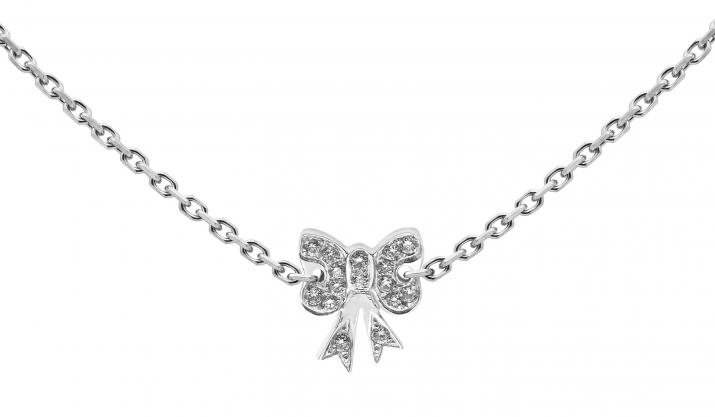 Chain Necklace Petit Noeud Noeud White Gold RedLine Jewelry - Redline