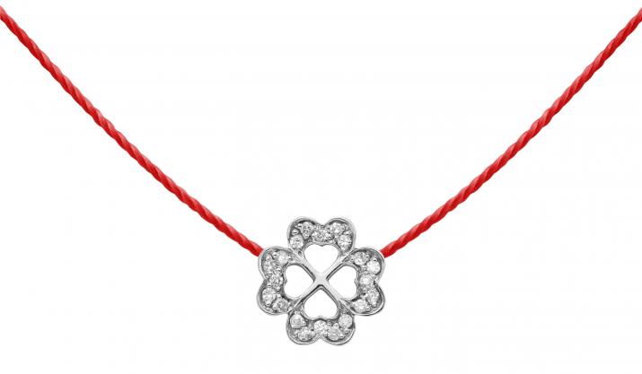 String Necklace For Women with 0.10ct Round Diamond in White Gold Pavé Setting - Redline