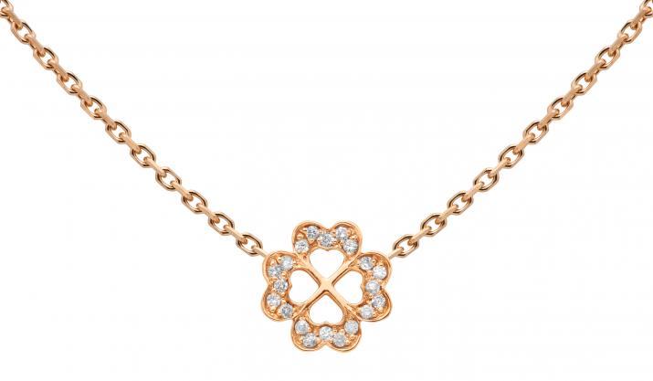 Chain Necklace For Women with 0.10ct Round Diamond in Rose Gold Pavé Setting - Redline