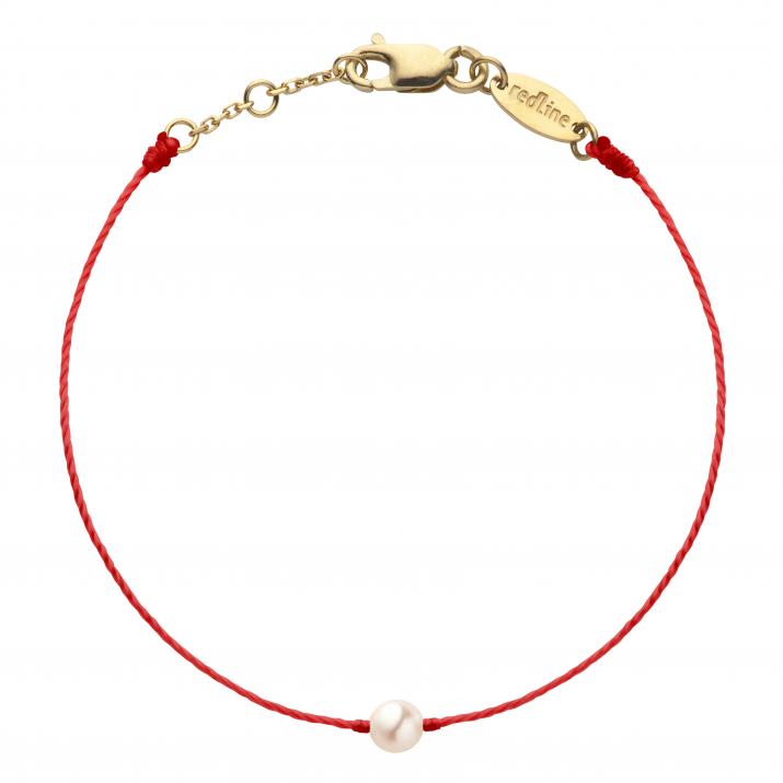 String Bracelet For Children with a Cultured Pearl in Yellow Gold - Redline - 0++