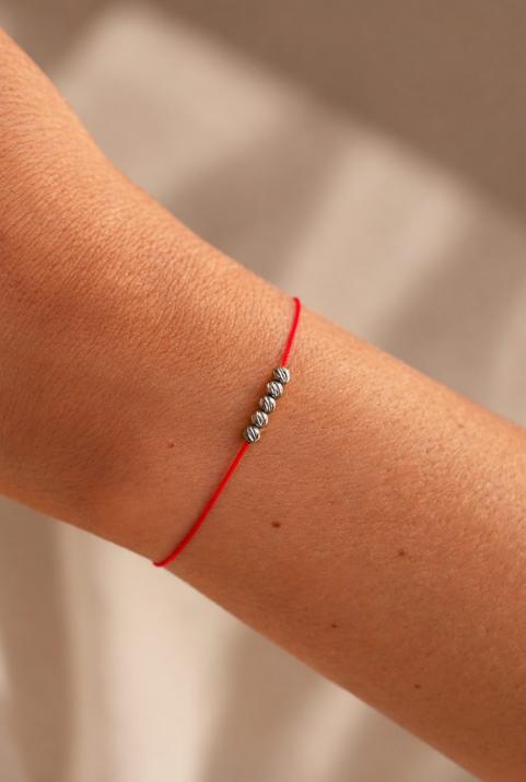 String Bracelet For Women with Hammered Balls in Black Gold  - Redline - 0++