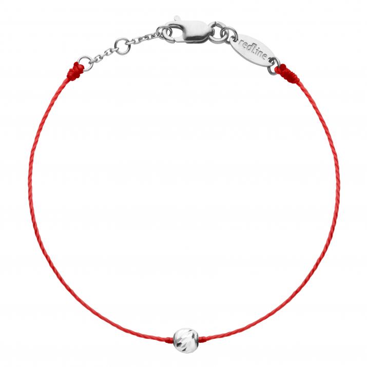 String Bracelet For Children with a Hammered Pearl in White Gold - Redline