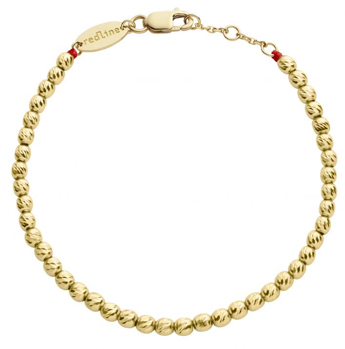 String Bracelet For Women with Hammered Balls in Yellow Gold  - Redline - 0++