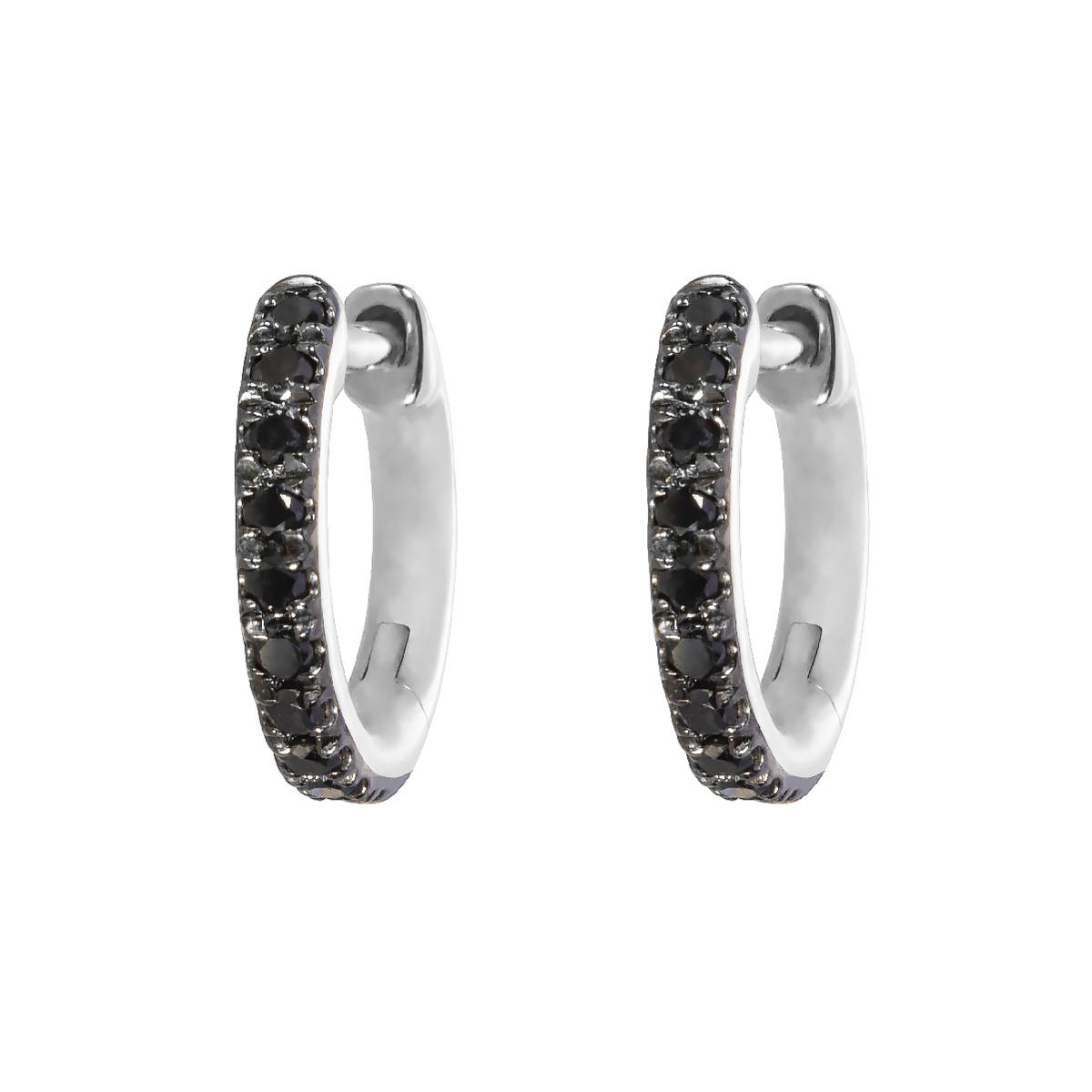 Earrings Si Joli Mini Creole Kcolor White Gold Black Diamond Redline