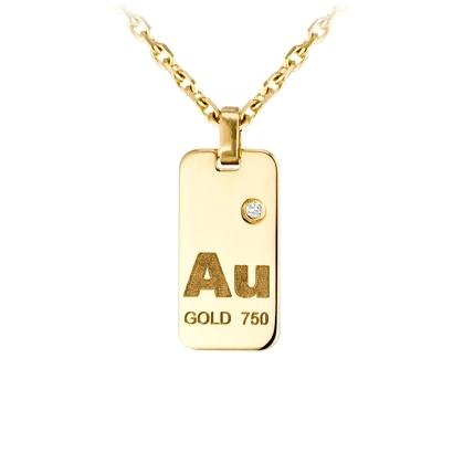 Chain Necklace For Women with 0.05ct Round Diamond in Yellow Gold Pavé Setting - Redline