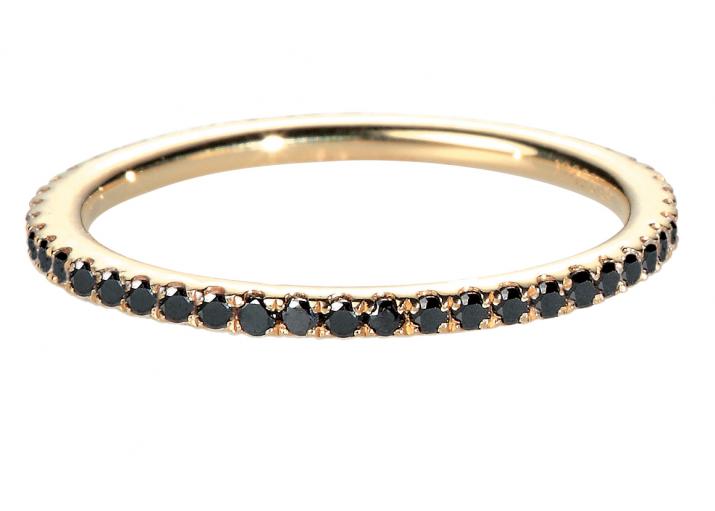 Bangle Ring with 0.346ct Round Black Diamond in Rose Gold Prong Setting - Redline - 0++
