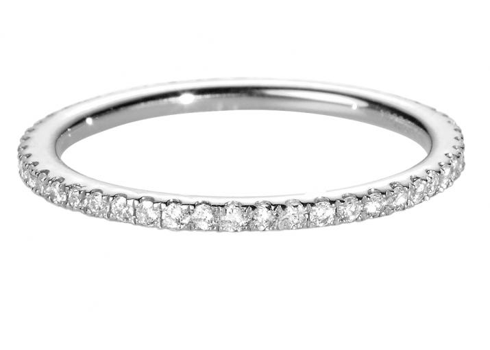 Bangle Ring with 0.346ct Round Diamond in White Gold Prong Setting - Redline - 0++