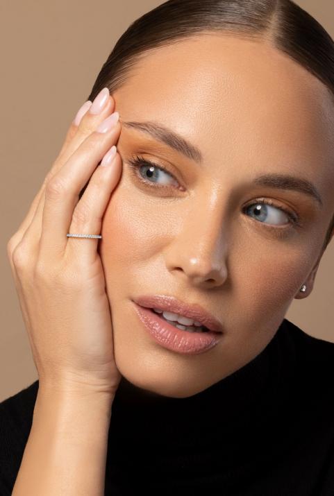 Bangle Ring with 0.346ct Round Diamond in White Gold Prong Setting - Redline - 0++